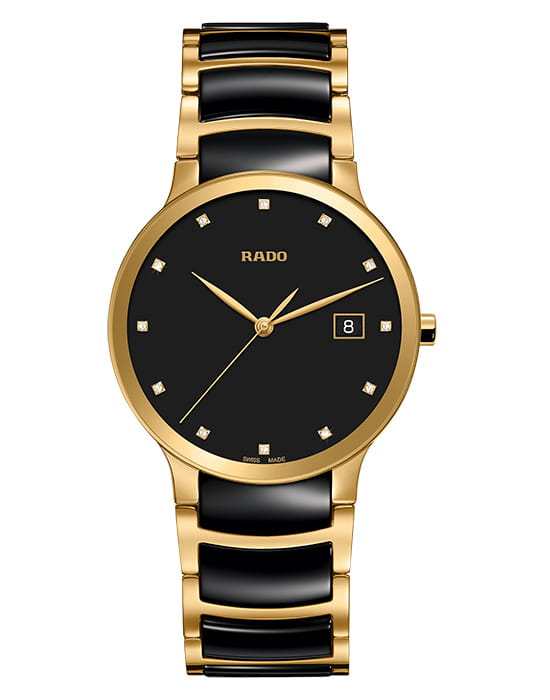 Rado Rado Centrix Automatic Diamonds R30527762 Automatic R30527762 механические мужские часы черный циферблат, браслет сталь + pvd + керамика — вид спереди